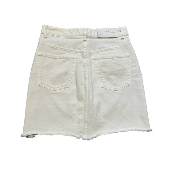 IRO Experience Sienne White Denim Mini Skirt Raw Hem Size 36 (US 4) - Picture 3 of 6